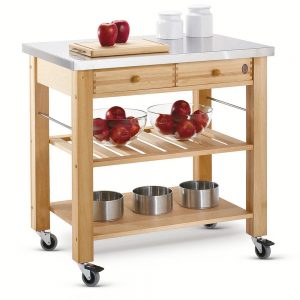 Butchers Trolley: 2 Drawer Lambourn Trolley with Stainless Steel Top, Assembled