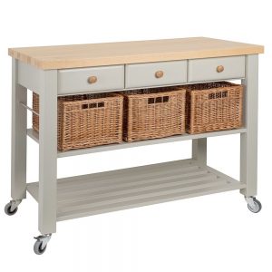 Butchers Trolley: 3 Drawer Lambourn Trolley in French Grey, Assembled