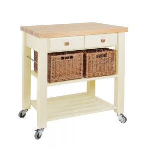 Butchers Trolley: 2 Drawer Lambourn Trolley in Buttercream, Assembled