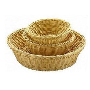 Serving Basket: 39cm x 10cm Round Basket, Poly Rattan