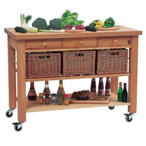 Butchers Trolley: 3 Drawer Lambourn Trolley with Wooden Top, Assembled