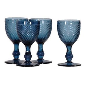 Goblets: 6  x Blue Glasses, Glass