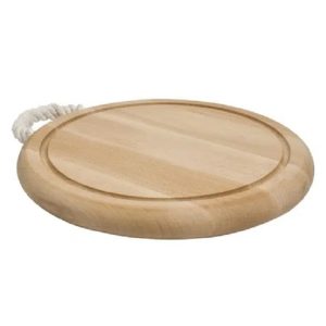 Carving Board: 28cm Round Board with Rope Handle, Beechwood