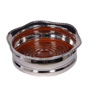 Bottle Coaster: Wave Edged Wine Bottle Coaster, Nickel
