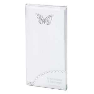 Wedding Invitations/Menu Cards: 10 x Butterfly Wedding Invitations/Menu Cards and Envelopes
