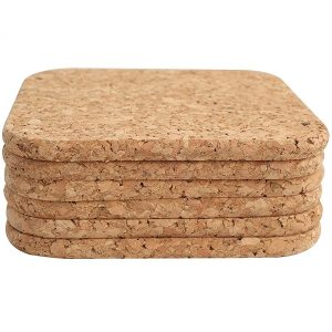 Coaster Set: 6 x Square Coasters, Cork