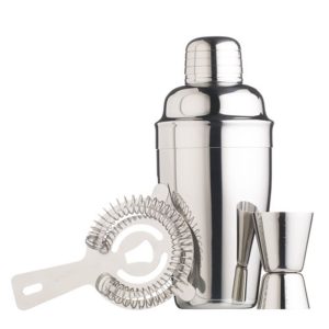 Cocktail Making Set: Stainless Steel 3 Piece Cocktail Set