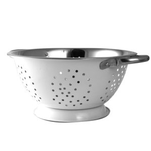 Colander: 24cm White Colander, Stainless Steel