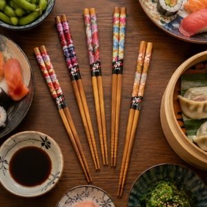 ChopSticks: 4 Pairs of Lacquered Chopsticks, Floral