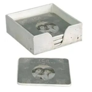 Coaster Set: 4 x Sepia Grey Coasters, Cork Backed