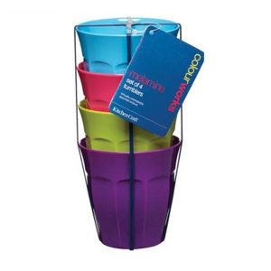 Tumblers: 4 x Multicoloured Tumbler Set, Melamine