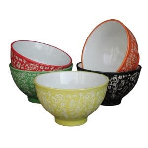 Noodle Bowl Set: 5 x 11.5cm Calligraphy Bowl Set, Ceramic