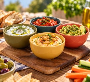 Dip Bowl Set: 4 x 22cm Bowl Dip Dish Set, Ceramic