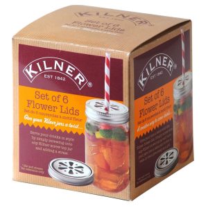 Drinks Jars: 6 x 7.5cm Flower Lids, Stainless Steel