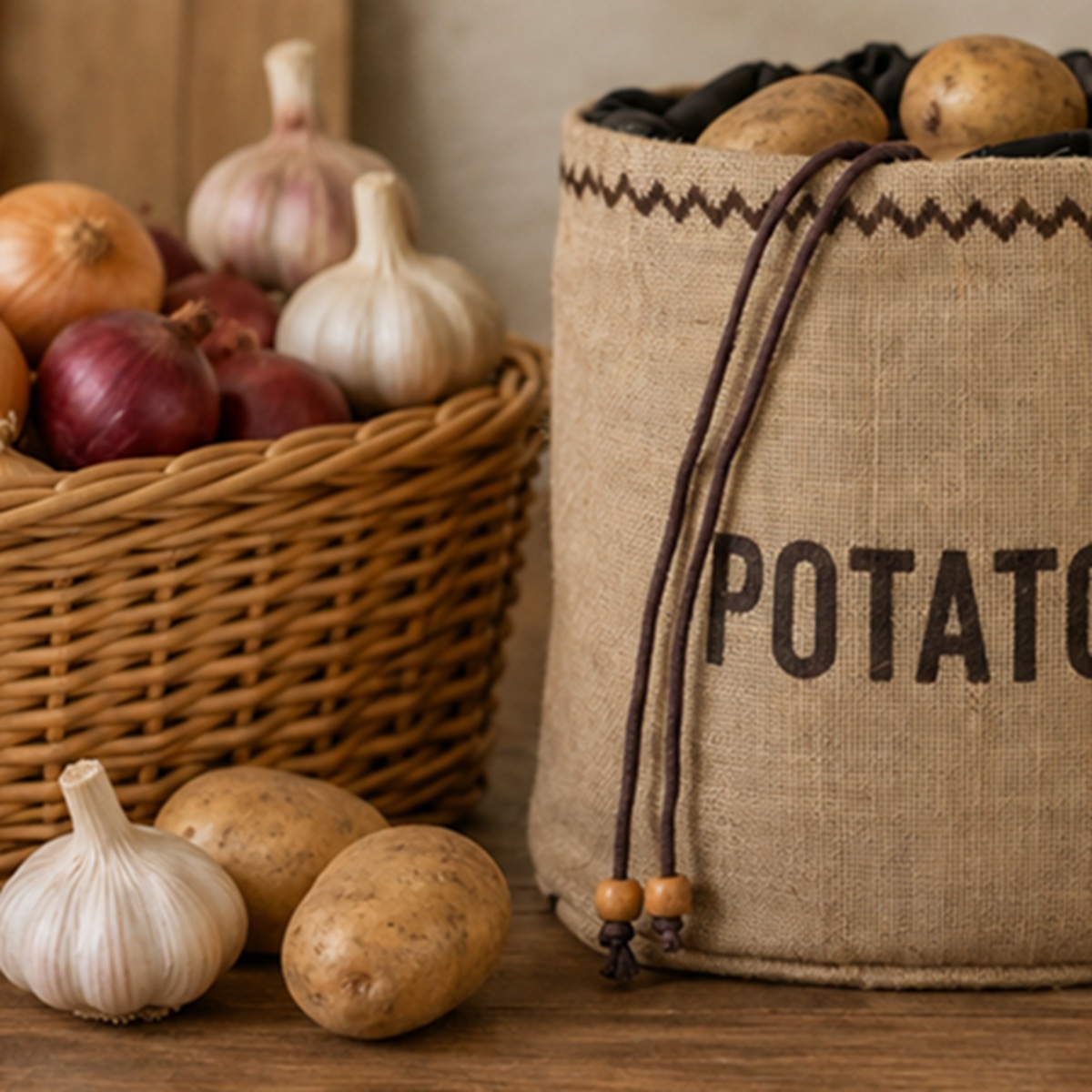 Storage Bag: 25cm x 25cm x 24cm Potato Storage Bag, Hessian