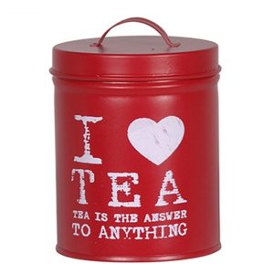 Tea Storage: I Love Tea Tin, Red