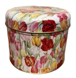 Tin: 10.5cm Diameter Round Caddy, Tulip