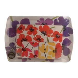 Placemat and Coaster Set: 4 x Flower Tablemats, 4 x Coasters with Tray, Melamine