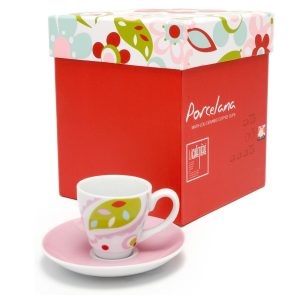 Espresso Cup and Saucer Set: 4 x Mary Lou Espresso Cup and Saucer Set, Porcelain