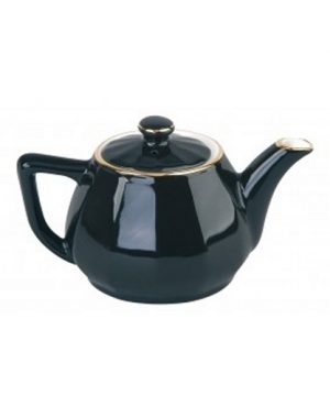 Tea Pot: 4 Cup Apilco Bistro Tea Pot, Green with Gold Band