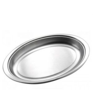 Serving Plate: 20cm Oval Serving Dish, Stainless Steel