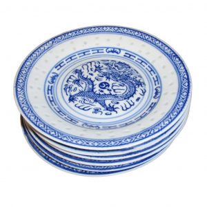 Breakfast/Salad Plate Set: 6 x 20.5cm Rice Pattern Breakfast/Salad Plates, Porcelain