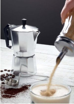 Italian Espresso Coffee Maker: 6 Cup Italian Moka Pot, Aluminium