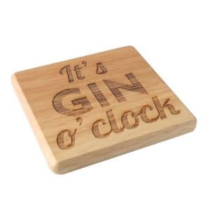 Coaster: 1 x It's Gin O'Clock Coaster, Wooden