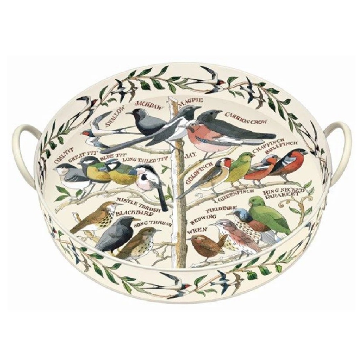 Handled Tray: 40cm Emma Bridgewater Garden Birds Handled Tray, Metal