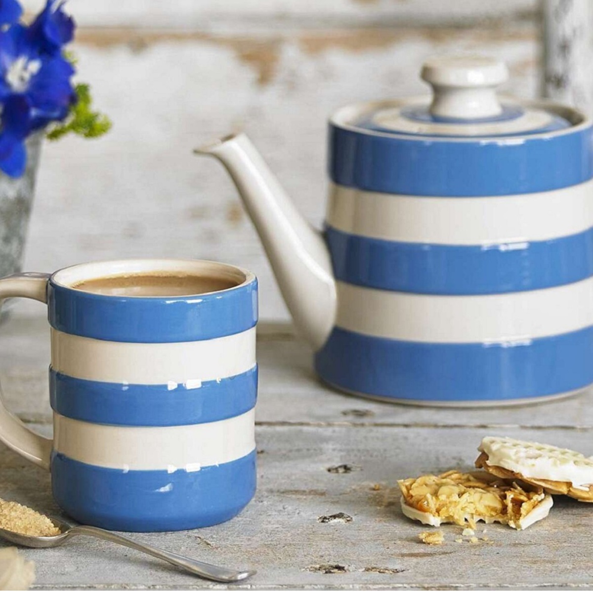 Mug: 1 x 280ml / 10oz Cornishware Blue Mug, Ceramic - Image 5
