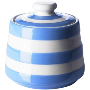 Sugar Bowl: Cornishware Blue Lidded Sugar Bowl, Ceramic