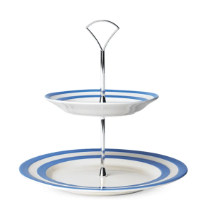 Tiered Cake Stand: 2 Tier Cornishware Blue Cake Stand, Ceramic