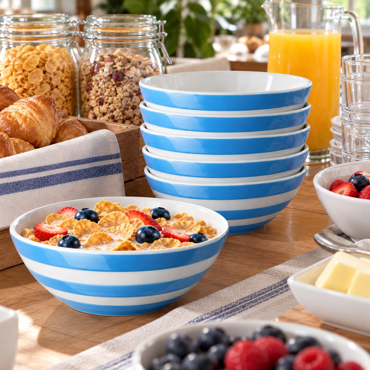 Breakfast Bowl: 17cm Cornishware Blue Cereal Bowl, Ceramic