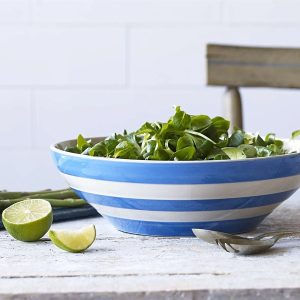 Salad / Serving Bowl: 31cm Cornishware Blue Serving Bowl, Ceramic