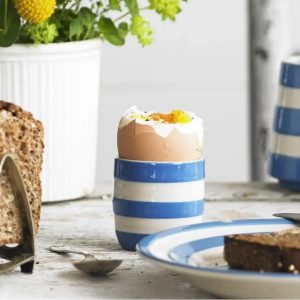 Egg Cup Set: 4 x Cornishware Blue Straight Sided Egg Cups, Ceramic