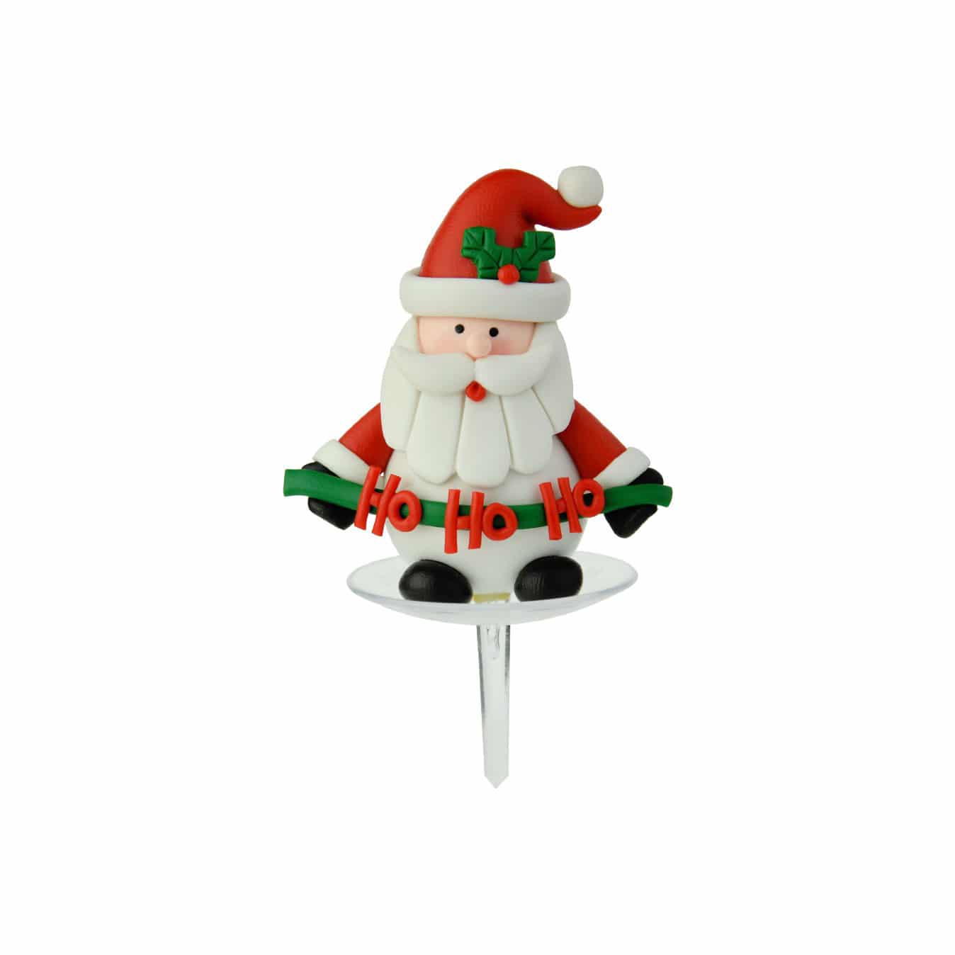 Christmas Cake Topper: 1 x Santa Ho Ho Ho Pick, Claydough