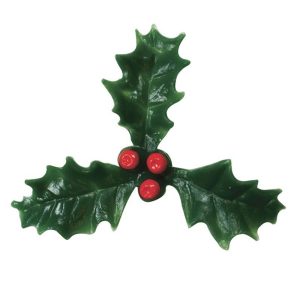Christmas Cake Topper: 3 Leaf Holly, Plastic