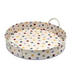 Handled Tray: 40cm Emma Bridgewater Polka Dot Handled Tray, Metal