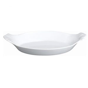 Oval Eared Dishes: Apilco Fine White French Porcelain Dishes, Sizes range from 17cm to 43cm