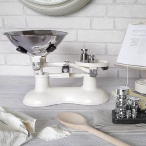 Balance Scales: Cream Traditional Kitchen Scales, Chrome Scoop