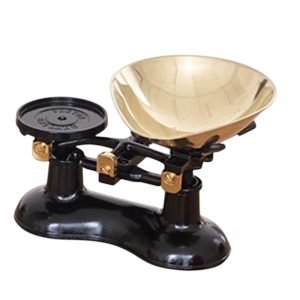 Balance Scales: Black Traditional Kitchen Scales, Brass Scoop