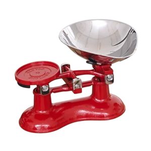 Balance Scales: Red Traditional Kitchen Scales, Chrome Scoop