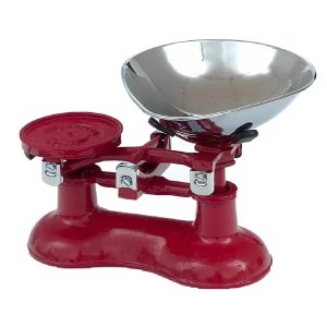 Balance Scales: Red Traditional Kitchen Scales, Chrome Scoop