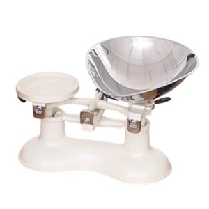 Balance Scales: Cream Traditional Kitchen Scales, Chrome Scoop