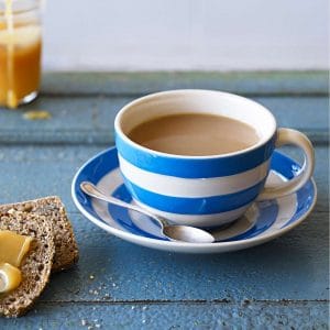 Breakfast Cup and Saucer: 1 x 340ml Cornishware Blue Breakfast Cup and Saucer