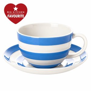 Breakfast Cup and Saucer: 1 x 340ml Cornishware Blue Breakfast Cup and Saucer