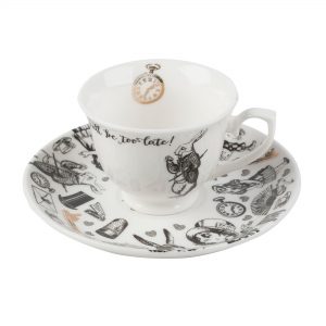 Espresso Cup and Saucer: 1 x 100ml Victoria and Albert Alice in Wonderland Espresso Cup and Saucer, Fine China