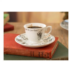 Espresso Cup and Saucer: 1 x 100ml Victoria and Albert Alice in Wonderland Espresso Cup and Saucer, Fine China