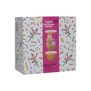Child's Meal Time Set: 4 Piece Roald Dahl Charlie and the Chocolate Factory Set, Ceramic