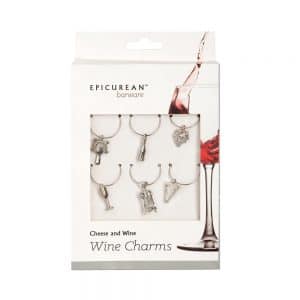 Wine Glass Charms: 6 x Cheese and Wine Charms